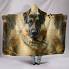 German Shepherd On Brown Print Hooded Blanket