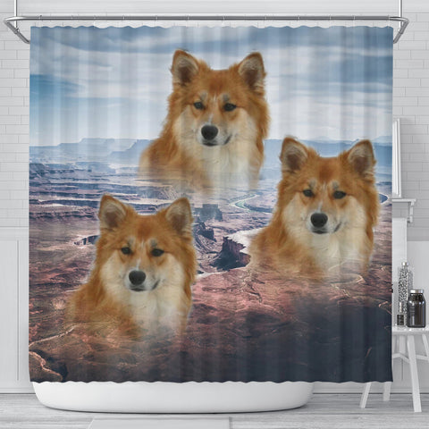 Icelandic Sheepdog Print Shower Curtains