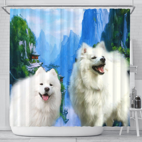 American Eskimo Print Shower Curtains