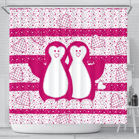 Cute Penguin Bird Print Shower Curtain