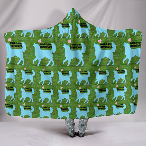 Golden Retriever Dog Pattern Print Limited Edition Hooded Blanket