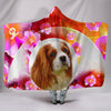 Cavalier King Charles Spaniel Floral Print Hooded Blanket