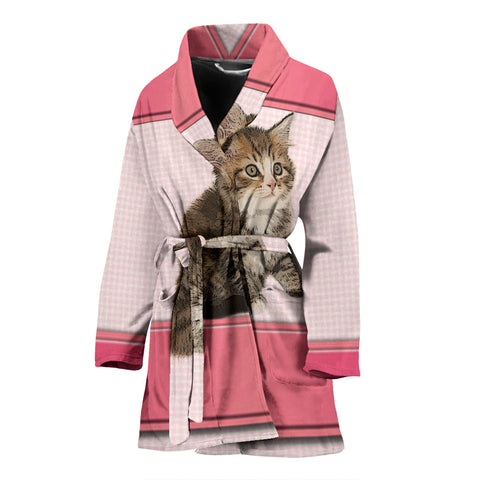 Cute Siberian cat Print Women's Bath Robe