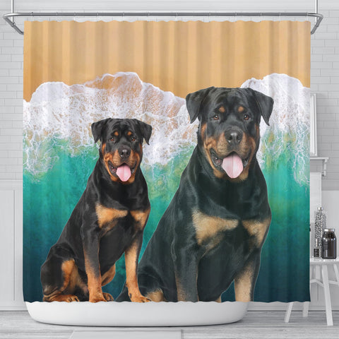 Cute Rottweiler Print Shower Curtains