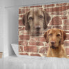 Wirehaired Vizsla On Wall Print Shower Curtains