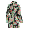 FlatCoated Retriever Dog Floral Print Women's Bath Robe