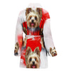 Yorkshire Terrier On Red Print Women's Bath Robe