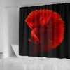 Red Siamese Fighting Fish (Betta Fish) Print Shower Curtains