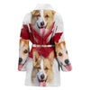 Pembroke Welsh Corgi On White Print Women's Bath Robe