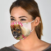 Cute Tibetan Spaniel Floral Print Face Mask