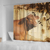 Red Brangus Cattle Print Shower Curtain