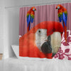 Scarlet macaw Parrot Print Shower Curtain