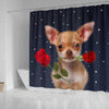 Chihuahua Dog With Rose Print Shower Curtain