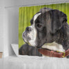 Boxer Dog Dotted Art Dog Print Shower Curtains