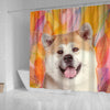 Cute Akita Inu Dog Print Shower Curtains