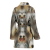 Bearded Collie In Lots Print Women's Bath Robe