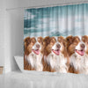 Cute Australian Shepherd Print Shower Curtains