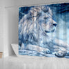 Snowy Lion Print Shower Curtains