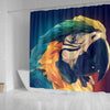 Blue And Yellow Macaw Parrot Vector Art Print Shower Curtains