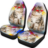 Siberian Cat With Red Glasses Print Car Seat Covers