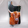 Highland Cattle Print Hooded Blanket