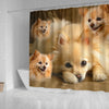 Pomeranian Print Shower Curtains