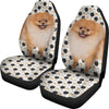 Black White Pomeranian Dog Patterns Print Car Seat Covers