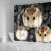 Roborovski Hamster On Black Print Shower Curtains