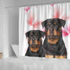 Rottweiler On White Print Shower Curtains