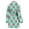 Bull Terrier Dog Floral Print Women's Bath Robe