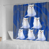 White Persian Cat Print Shower Curtains