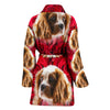 Cavalier King Charles Spaniel On Rose Print Women's Bath Robe