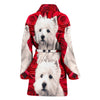 West Highland White Terrier On Rose Print Women's Bath Robe