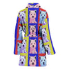 West Highland White Terrier Dog Color Pattern Print Women's Bath Robe