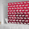 Great Pyrenees Dog On Red Print Shower Curtains