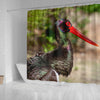 Black Stork Bird Print Shower Curtain