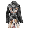 Cute Bulldog Print Women's Bath Robe