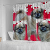 Tibetan Spaniel Print On Red Puzzle Shower Curtain