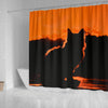 Cat Shadow Print Shower Curtain