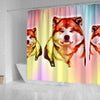 Colorful Akita Dog Print Shower Curtain