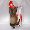 Cute Burmese Cat On Red Print Hooded Blanket