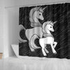 BlackWhite Unicorn Print Shower Curtain