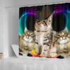 Siberian Cat With Hat Print Shower Curtain