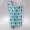 Black Labrador Dog Pattern Print Hooded Blanket