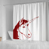 Red&White Unicorn Print Shower Curtain