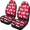 Great Pyrenees Dog Art On Red Print Car Seat Covers