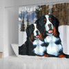 Bernese Mountain Dog Nature Print Shower Curtains