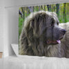 Grey Newfoundland Dog Print Shower Curtain