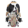 Cute Japanese Chin Dog Floral Print Women's Bath Robe