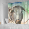 English Longhorn Cattle (Cow) Print Shower Curtain